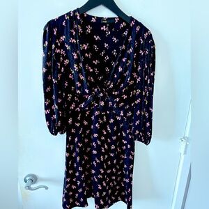 Maje Tie Front Silk Mini Dress